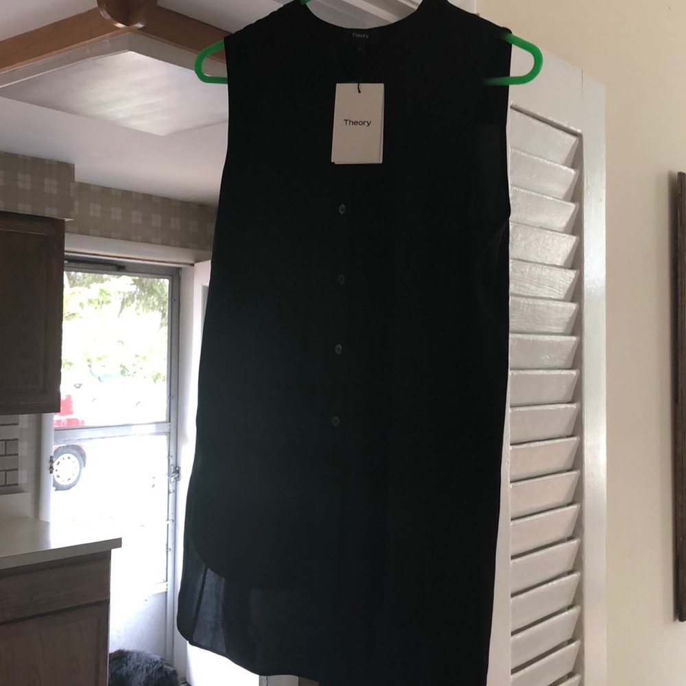 sleeveless silk dressy black long blouse